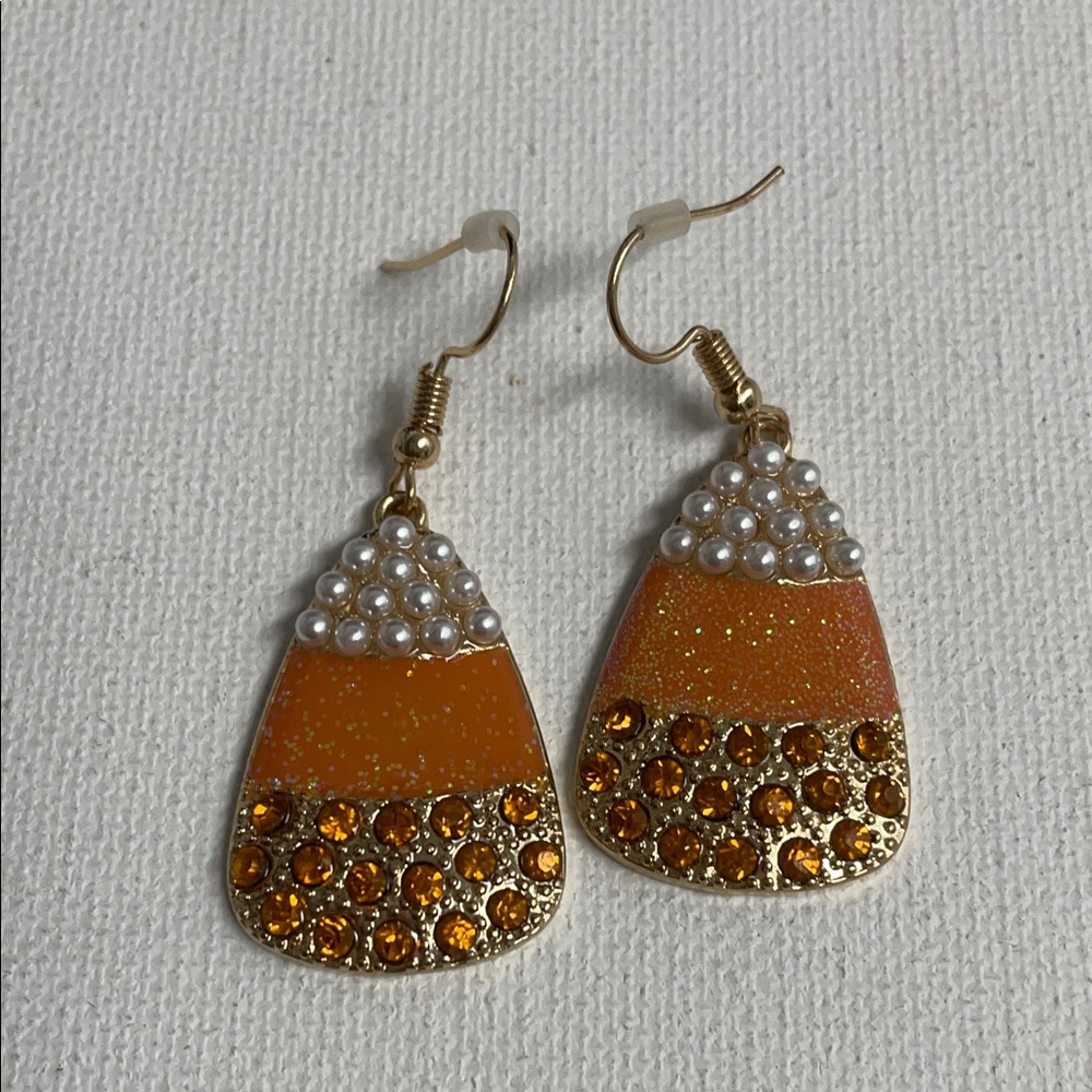 Elegant Gold and Orange Dangle Earrings